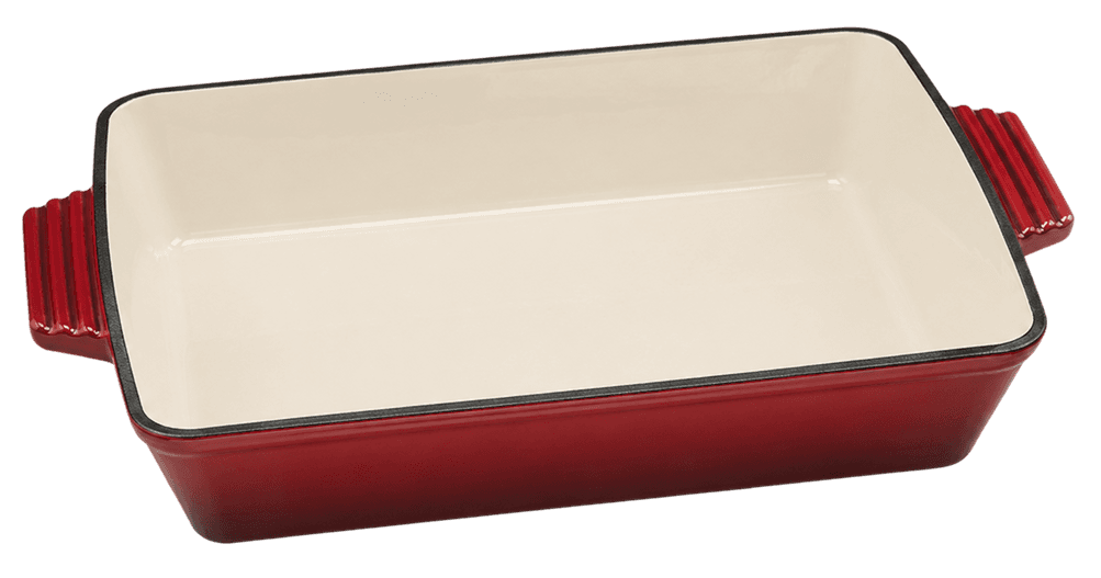 Dual Red Baking Tray — Dual Red — White Enamel