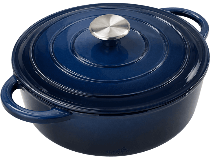 Dual Blue Round Casserole — Dual Blue — Black Enamel