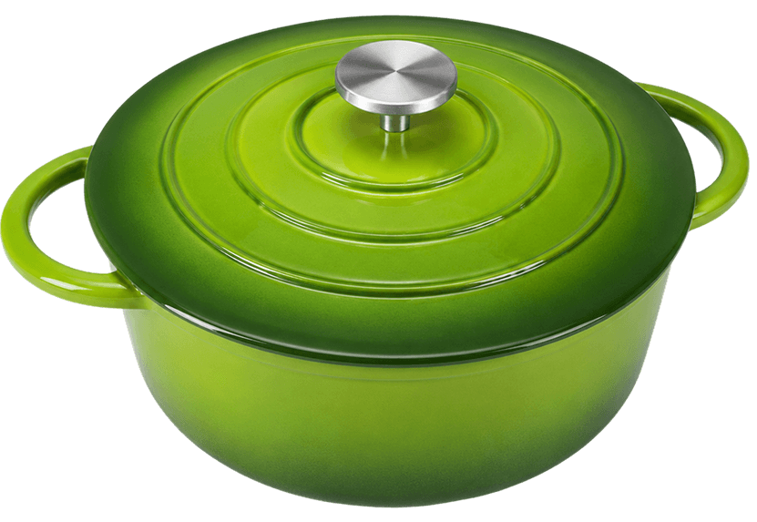 Dual Green Round Casserole — Dual Green — Black Enamel