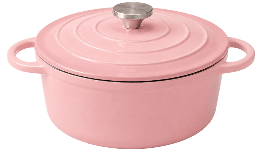Pastel Pink Round Casserole — Pastel Pink — Black Enamel