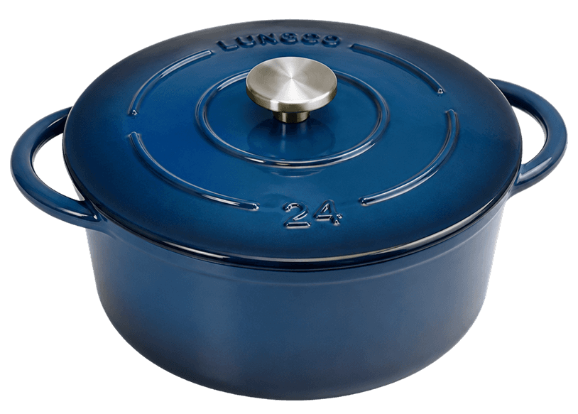 Dual Blue Round Casserole — Dual Blue — Black Enamel