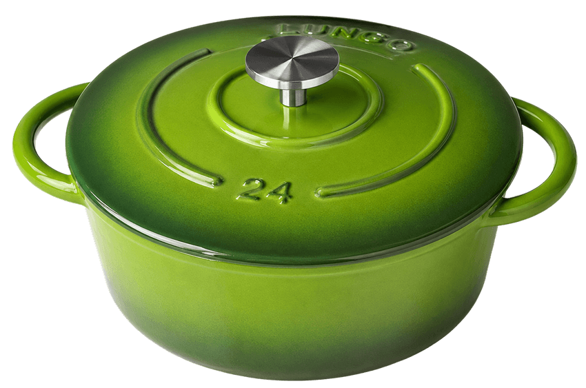 Dual Green Round Casserole — Dual Green — Black Enamel