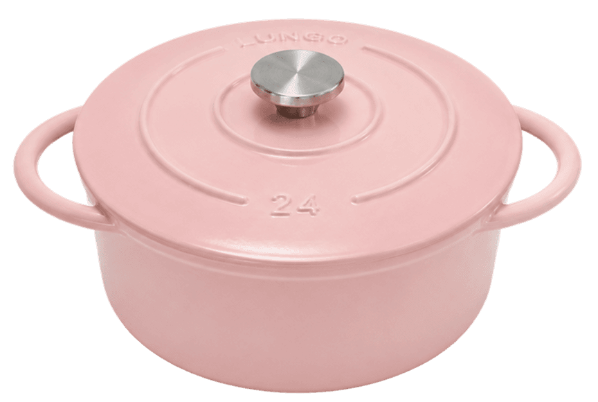 Pastel Pink Round Casserole — Pastel Pink — Black Enamel