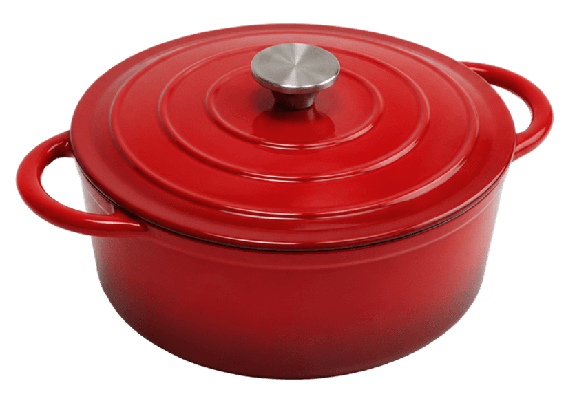 Dual Red Round Casserole — Dual Red — Black Enamel