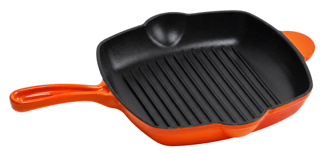Dual Orange Square Grill Pan — Dual Orange — Black Enamel