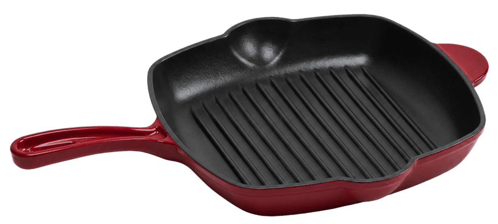 Dual Red Square Grill Pan — Dual Red — Black Enamel