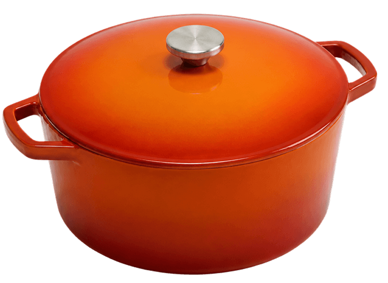 Dual Orange Round Casserole — Dual Orange — Black Enamel