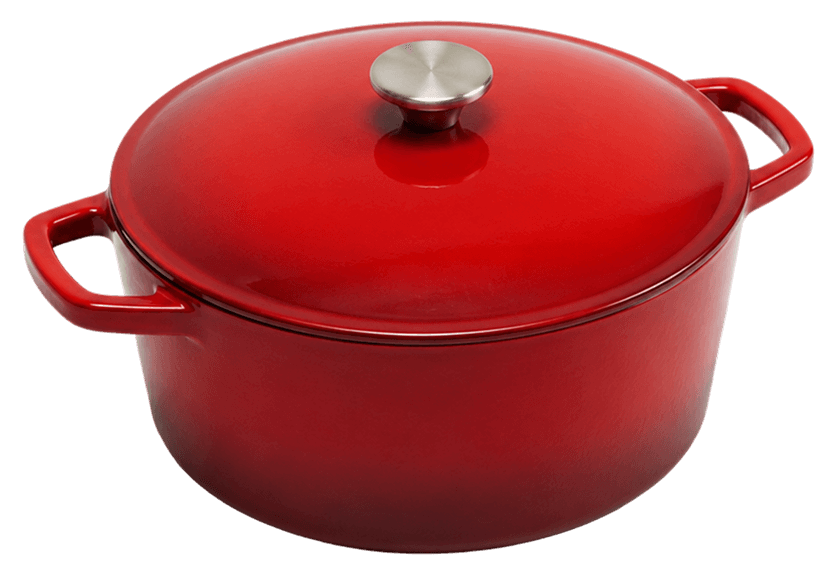 Dual Red Round Casserole — Dual Red — Black Enamel