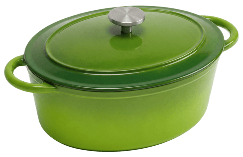 Dual Green Oval Casserole — Dual Green — Embossed Lid
