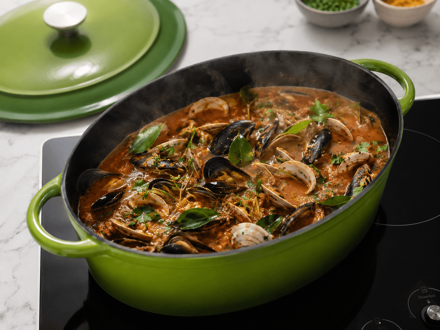 Dual green oval casserole