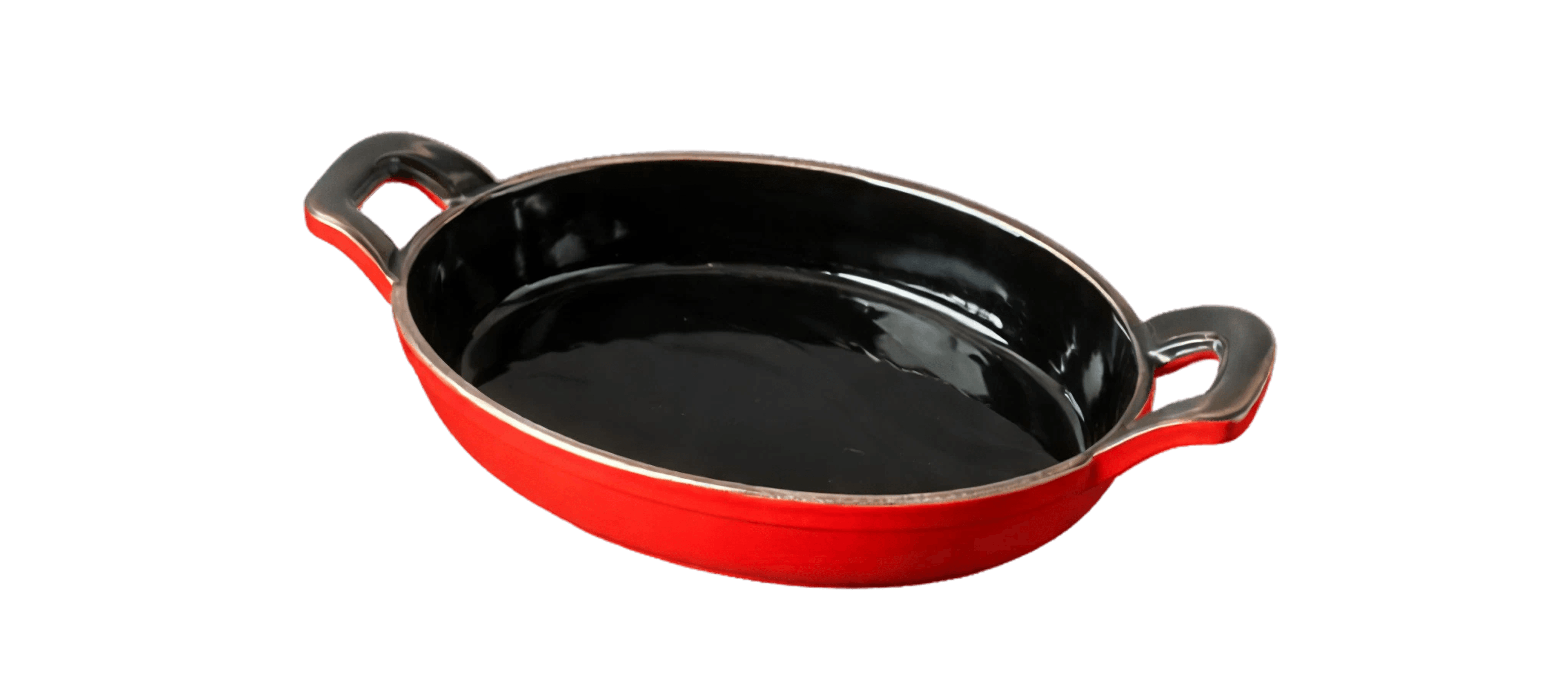 Cast Iron Oval Dish Tray — Red
